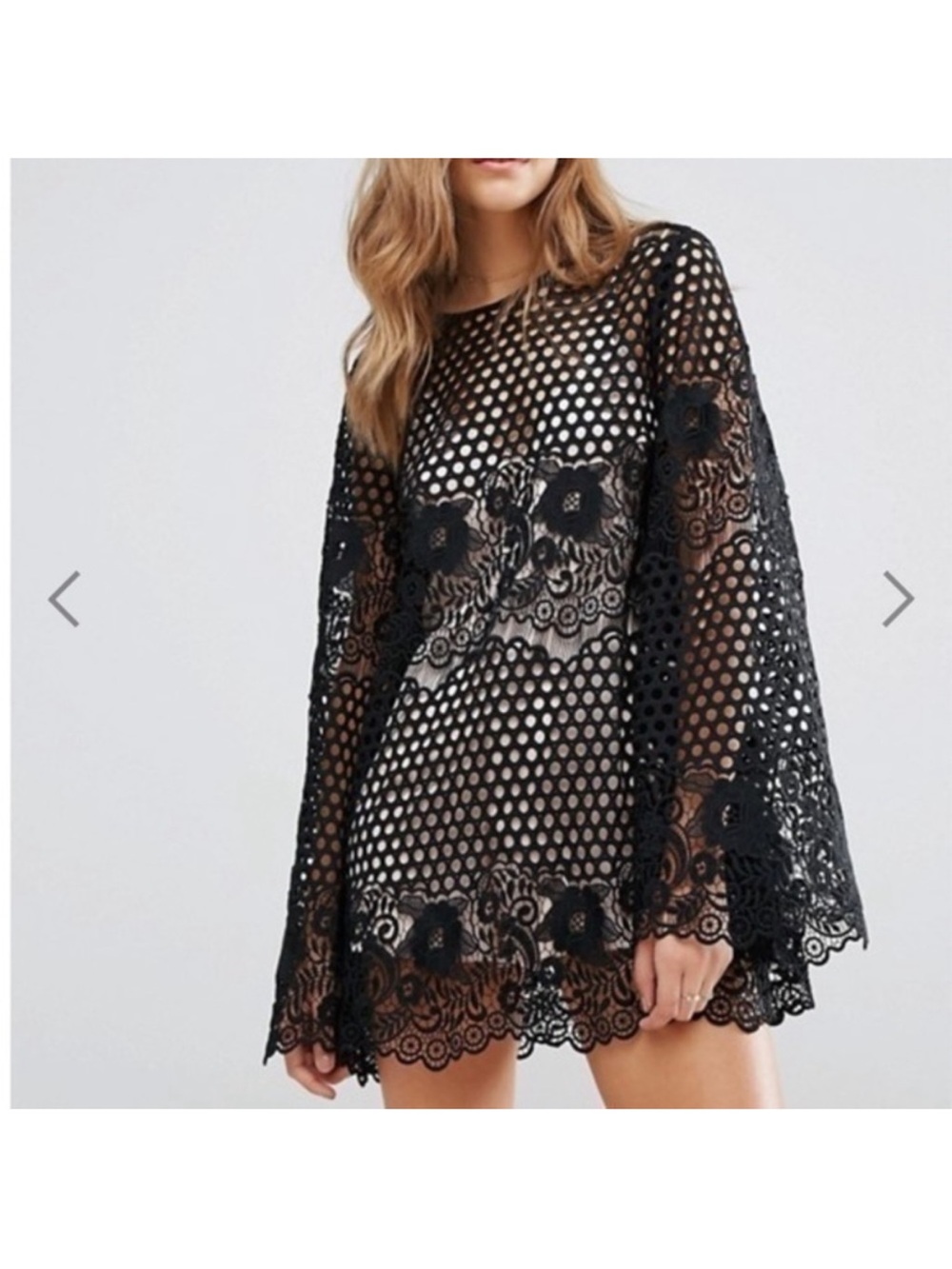 Alice McCall Dress Like I Would Mini Tunic in Lace Guipure Black